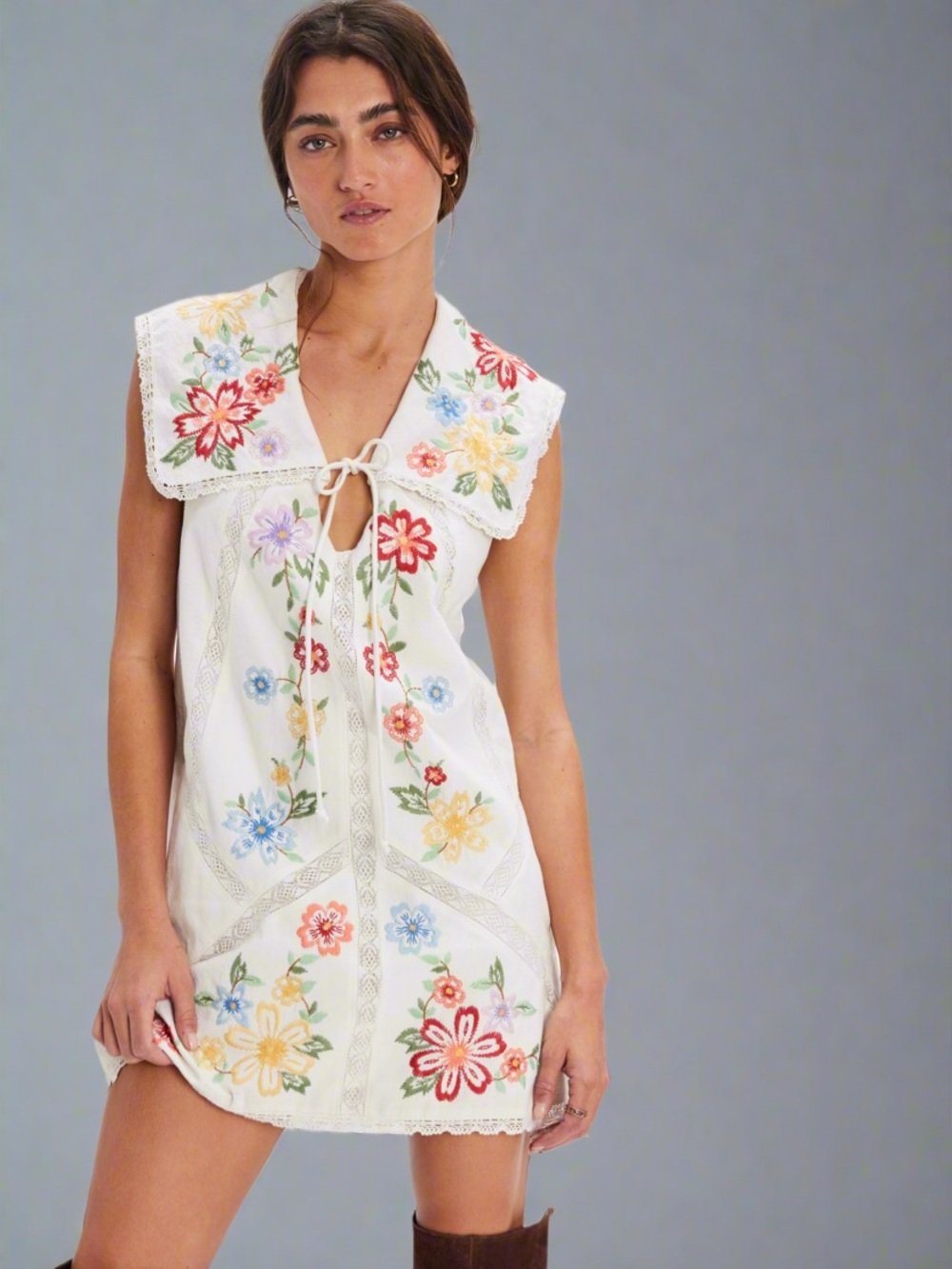 Free People Willow Embroidered Mini Dress